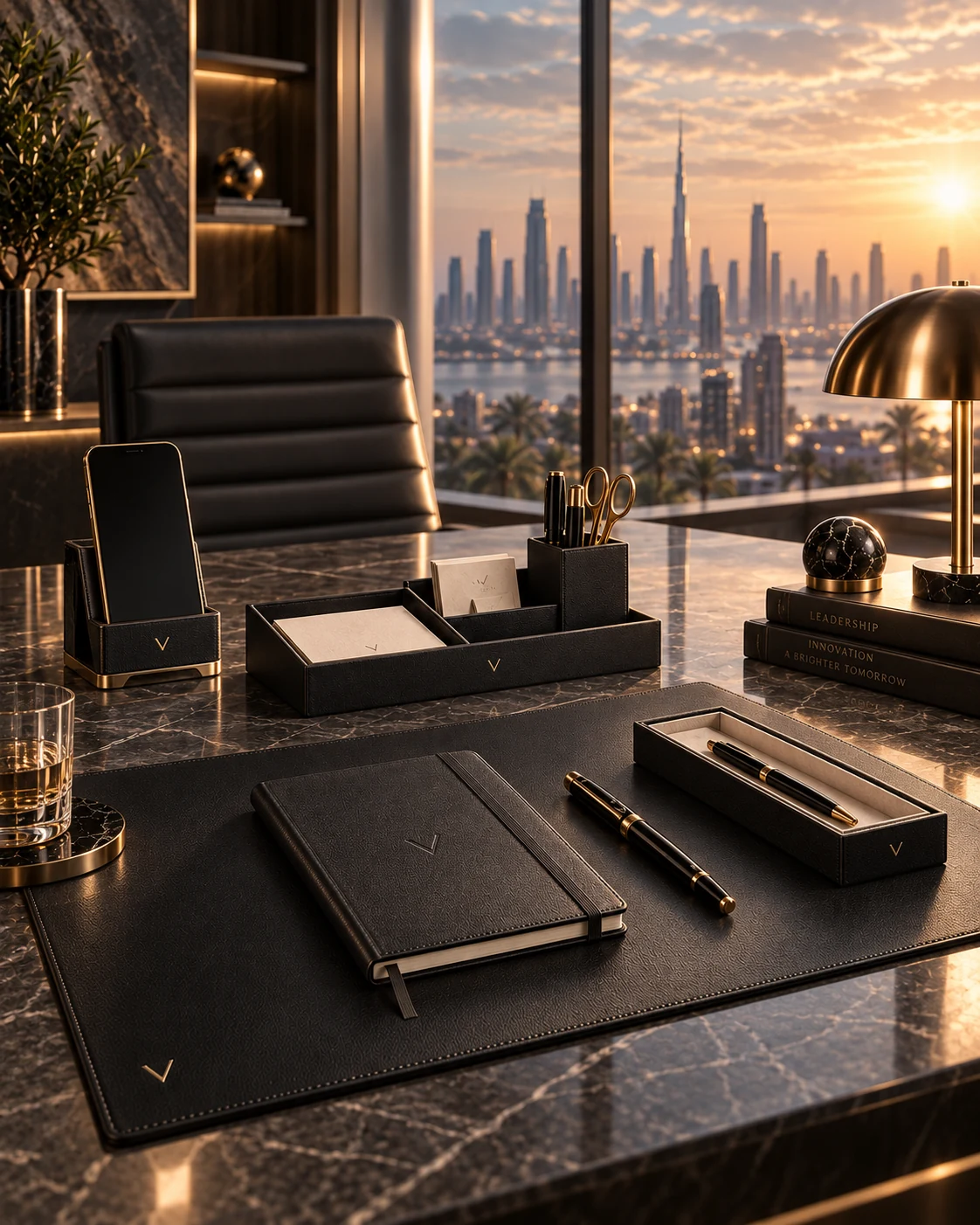 VARIKAN Executive Desk Collection concept in a premium executive workspace